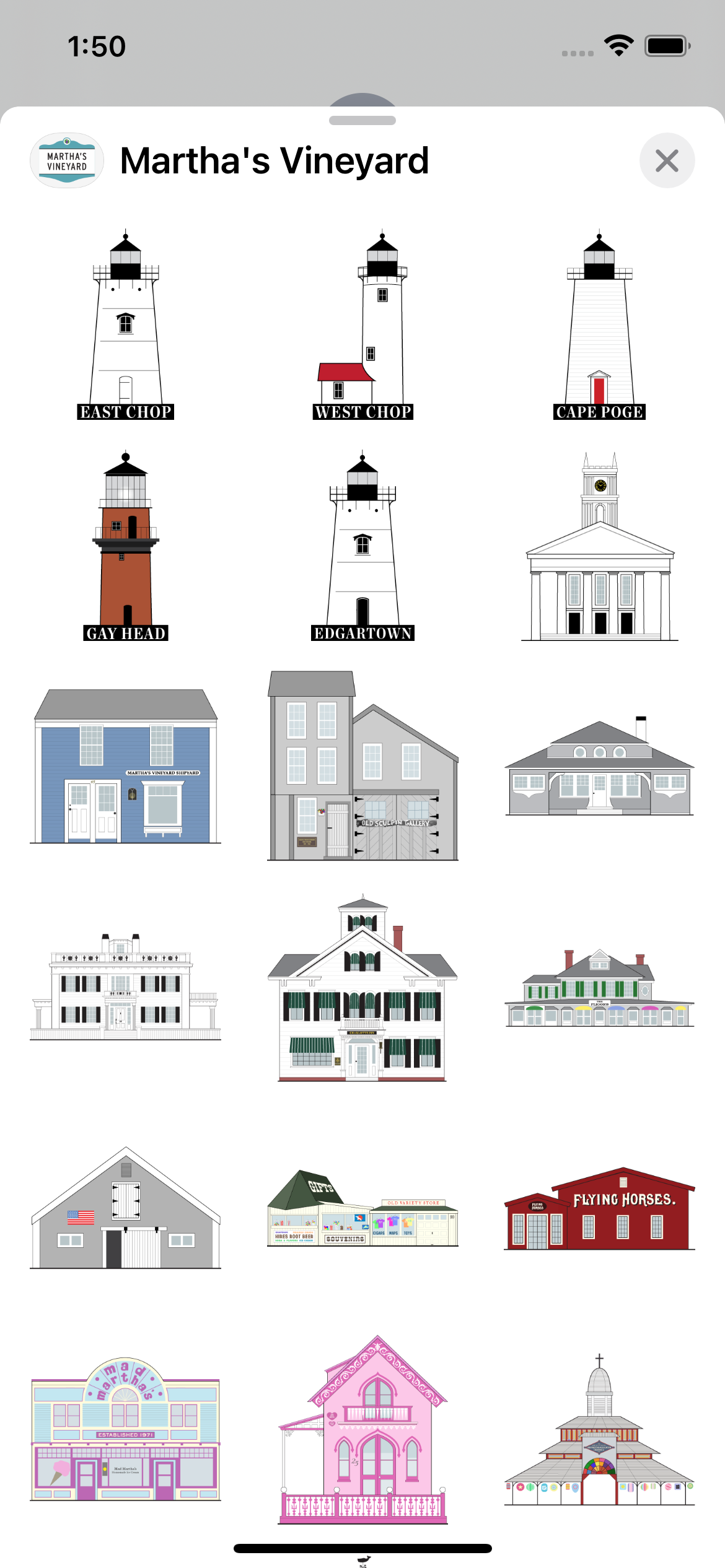 Screenshot for Martha's Vineyard iMessage Sticker Pack