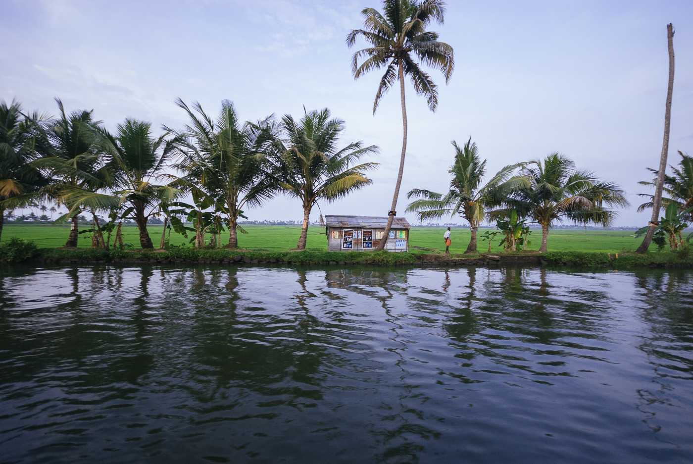 Kerala, India river, water, house