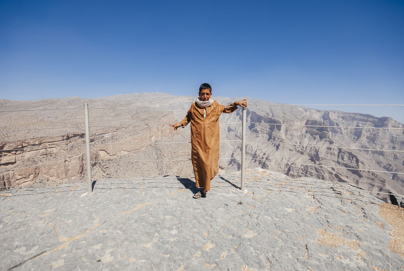 Jabel Shams, Oman boy on mountain